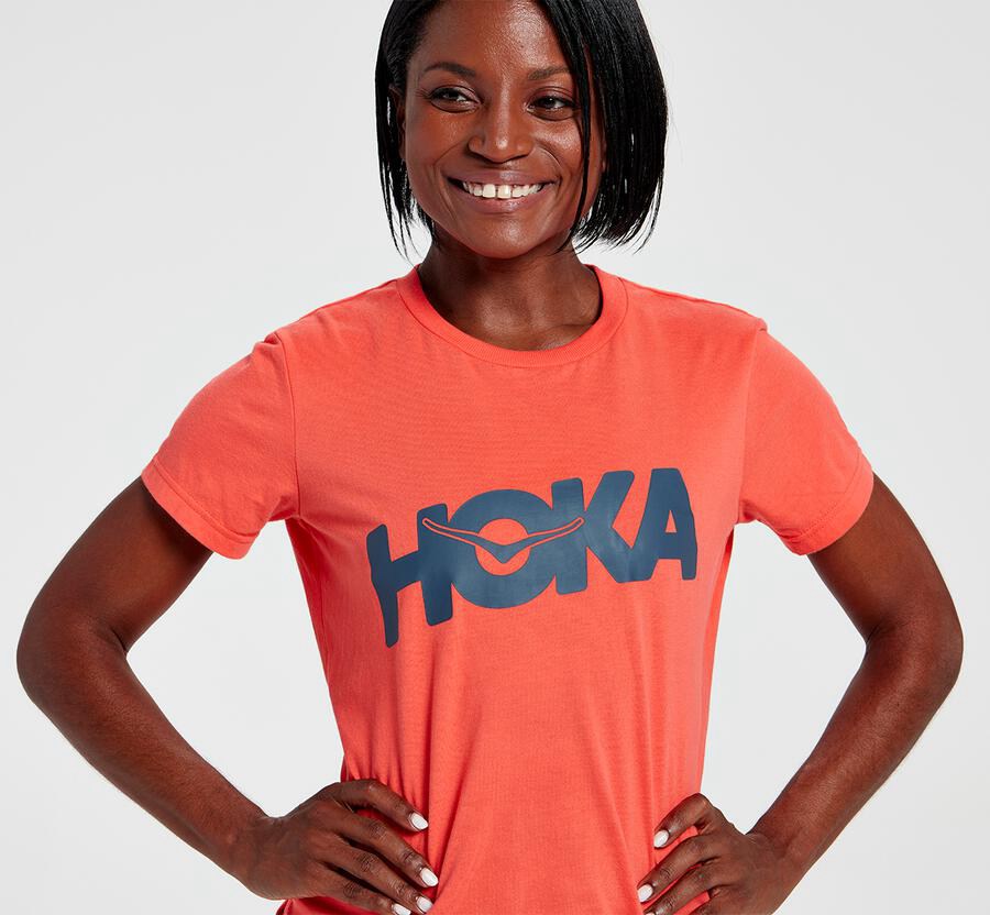 Tee Womens - Hoka One One Brand - Orange - MUYFCGV-41